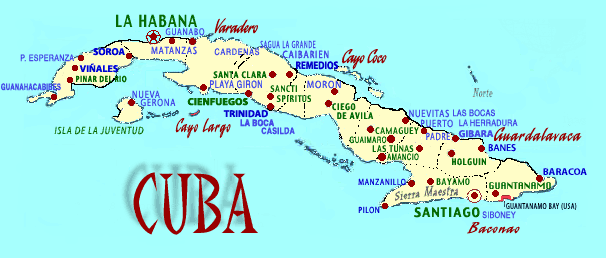 Carte de Cuba — Cliquez sur un lieu